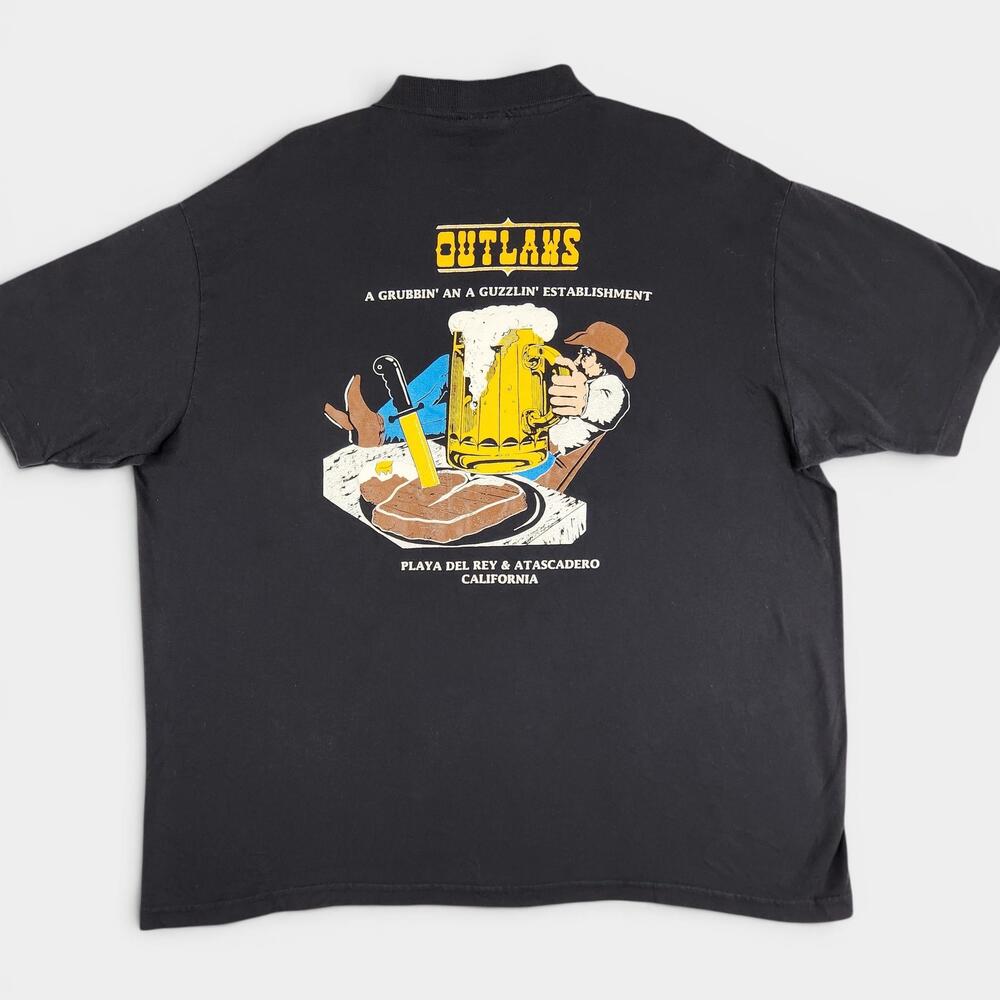 Vintage Outlaws Bar & Grill Polo Shirt Mens XXL Black Playa Del Rey California
